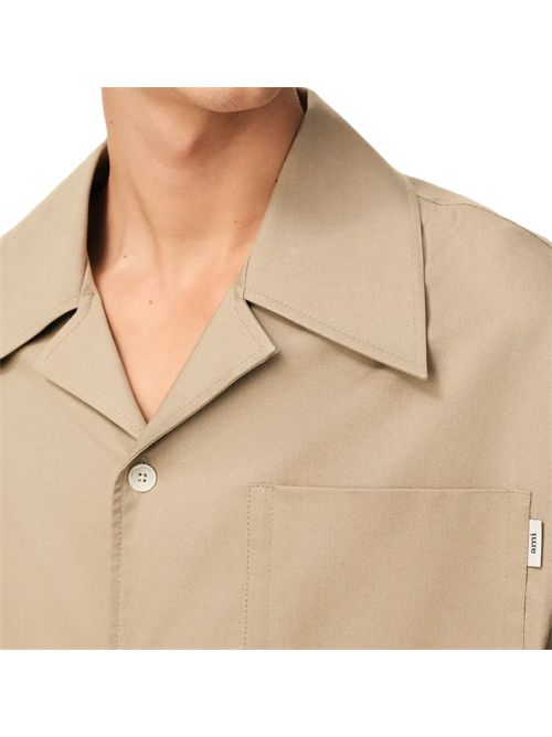 Camicia a maniche corte beige taupe Ami Paris Ami Paris | USH811.CO0214A036 BEIGE TAUPE
